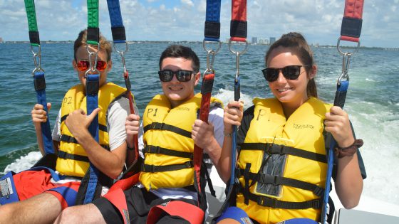 Friends Parasailing a fun thing to do in Miami and Miami beach